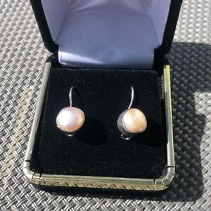 Genuine pearl and 925 sterling silver earrings